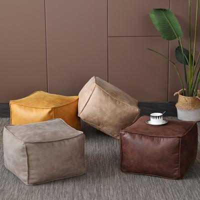 Square Ottoman Footstool Cover Faux Suede Leather Lazy Sofa Pouf Envelope Long Bench Floor Seat Stool Cover(No Fill)