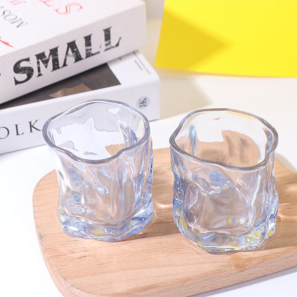 6Pcs 200ML Glass Cup Colorful Drinking Glasses Unique Irregular Cup  for Home