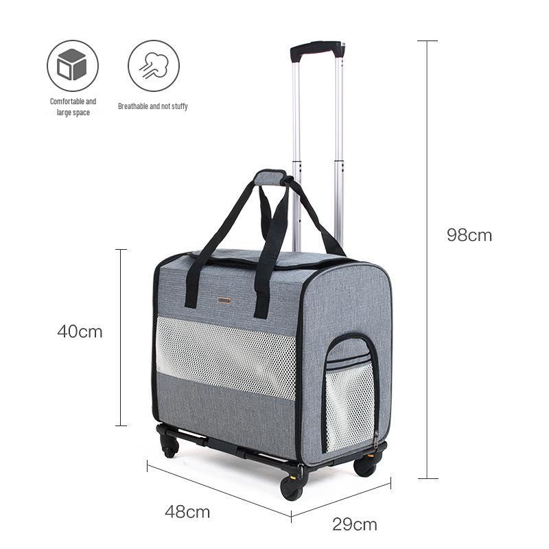 Large Capacity Pet Travel Cage: Breathable Trolley Bag for Cats & Dogs