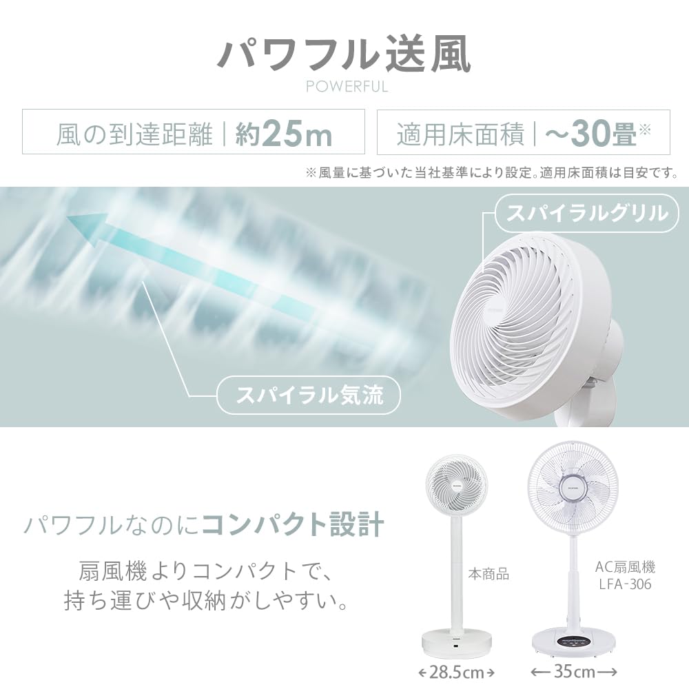 Saving IRIS OHYAMA 30 Tatami Swings Up and Swings Left and DC Air Energy Power Powerful Air Living Room Drying White [Energy Measures] Circulator,