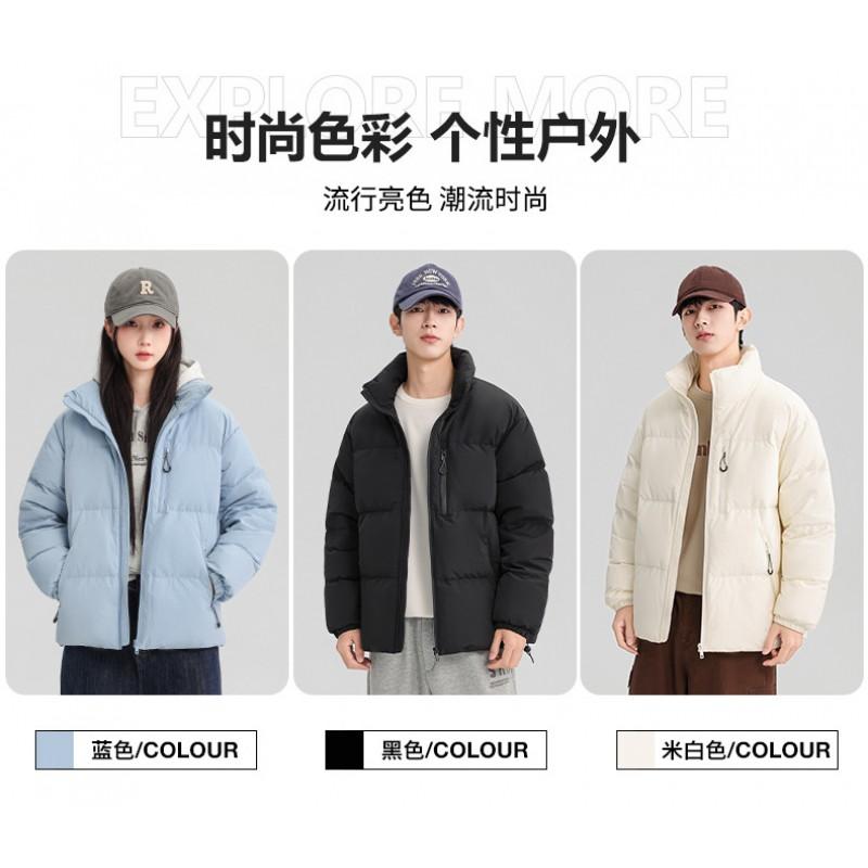 Men Women Winter Down Jacket Warm Thick Stand Collar Casual Loose Fit Duck Puffer Coat