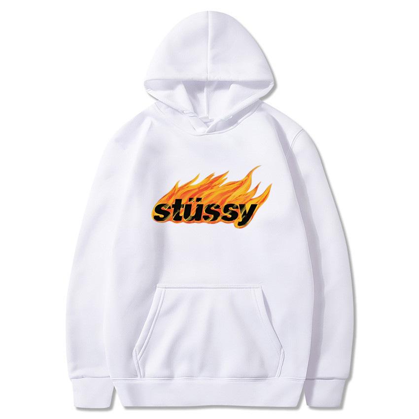 

Stussy 2023, осень/зима, мужские и женские свитера с капюшоном Stussy Flame с принтом логотипа европейского размера, большие размеры