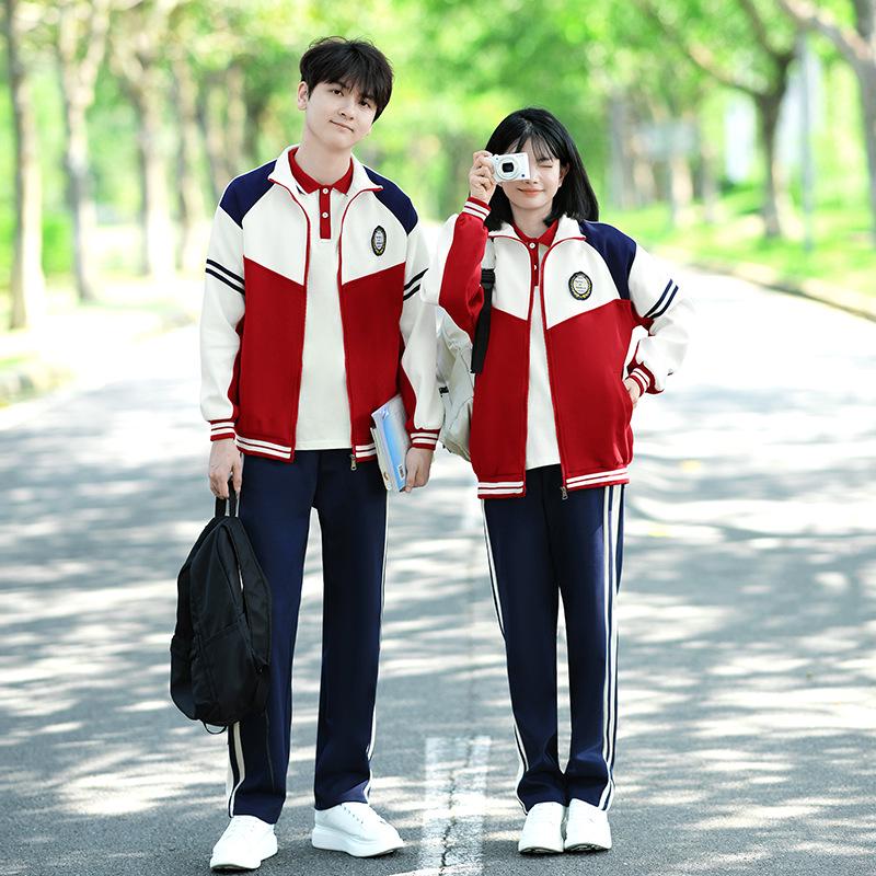 

Осенняя куртка в стиле кампус с цветными блоками, комплект школьной формы-тройки для начальной, средней и старшей школы 2XL