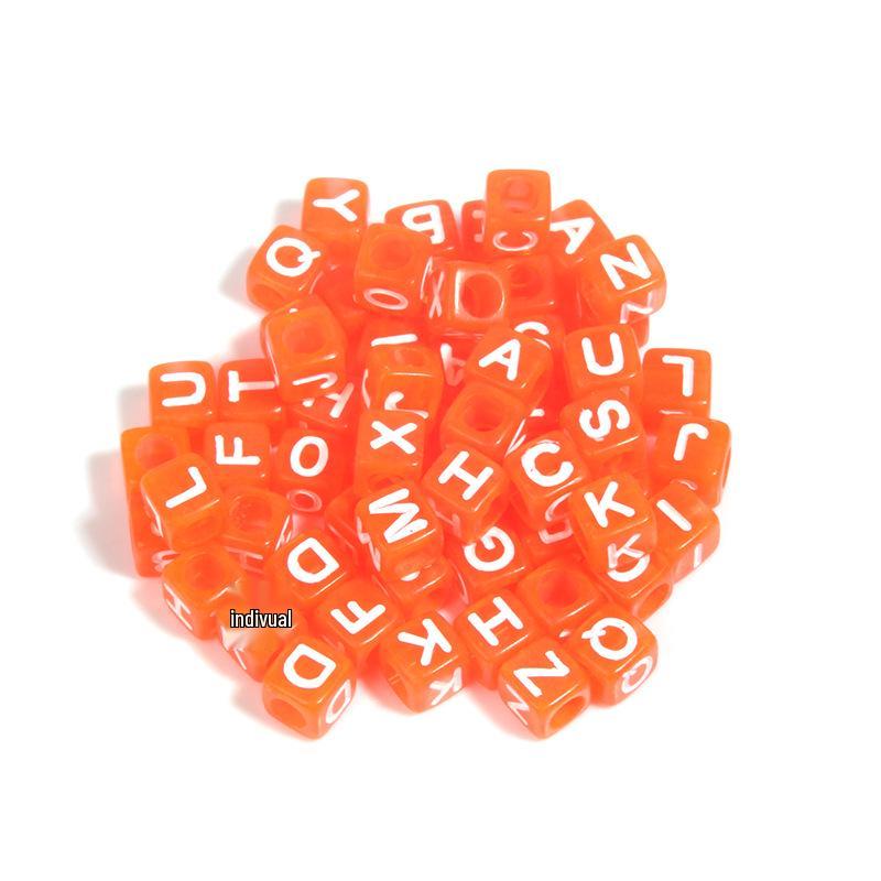 100 Pcs Acrylic Transparent Colored Square Alphabet Charms for DIY Bracelets