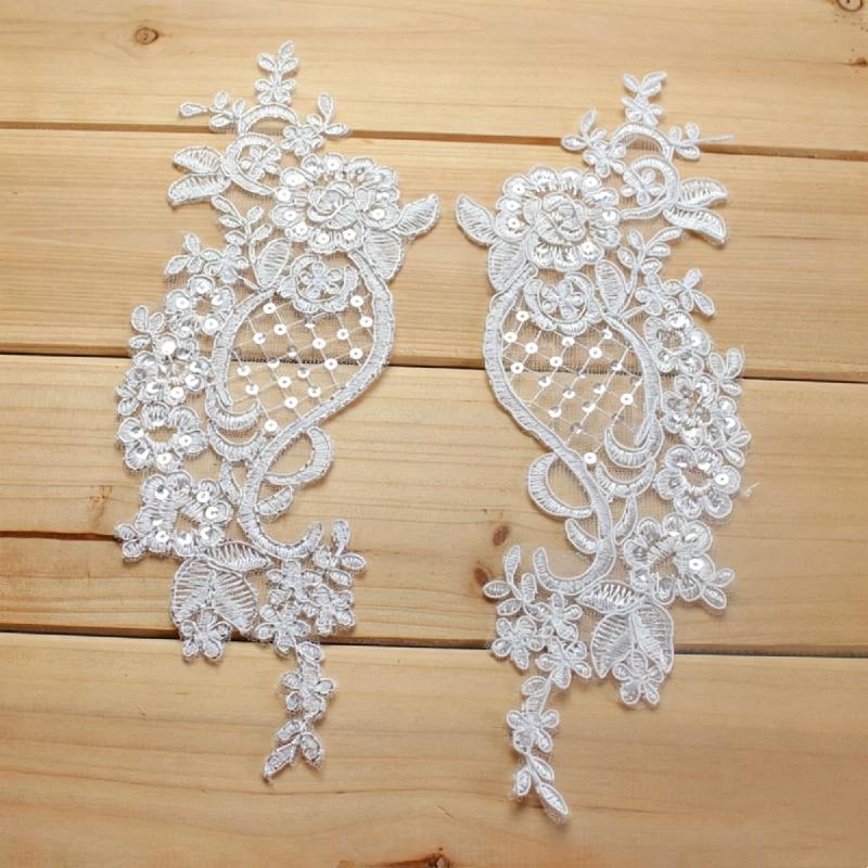 10Pcs Embroidery Flower Exquisite Trim Patches Lace Applique Sew On Patch Fabric Crafts Stickers Bag Gown Decoration