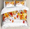 Leaves Duvet Cover Set Fall Season Canadian Maple Leaf Natural Plant Gold King Queen Size for Kid Boy Girl Polyester Bedding Set
