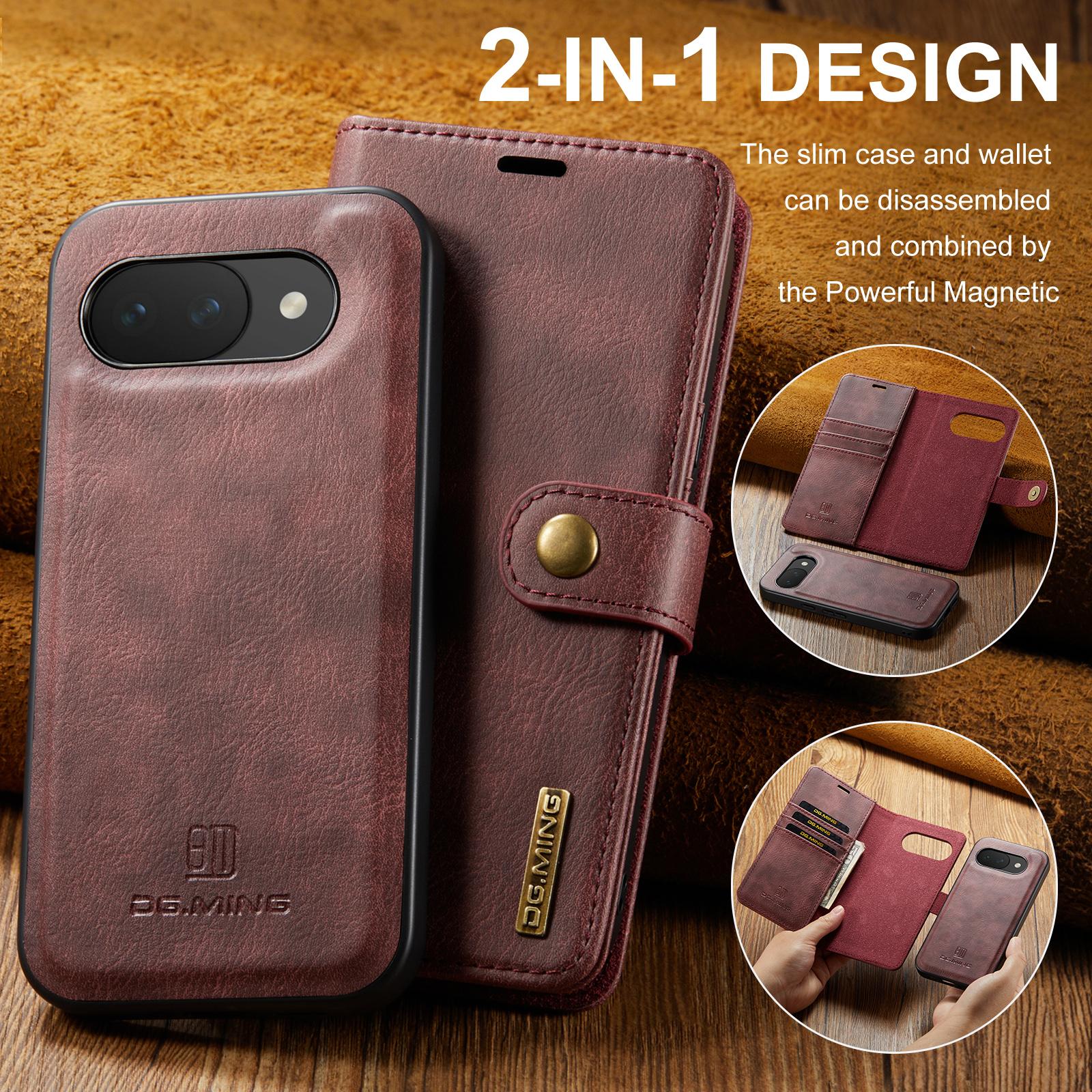 

2-in-1 Removable Magnetic Flip PU Leather Card Slots Wallet Case Cover For Google Pixel 10A 165*8.1*2.8cm червоний