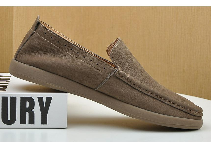 Men's Retro Hand-rubbed Crazy Horse Leather Slip-on Loafers - Casual, Comfortable, Soft & Elastic.