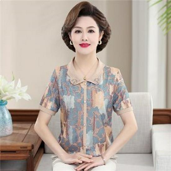 Mom's Summer 2026 Elegant Short-Sleeve T-Shirt for Middle-Aged Women