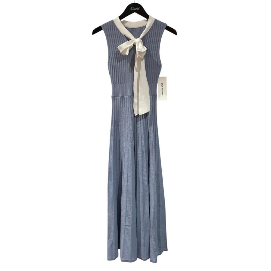 Lily Brown Bowtie Knit Dress Sleeveless Dress LWNO254170 Blue Size: ONE