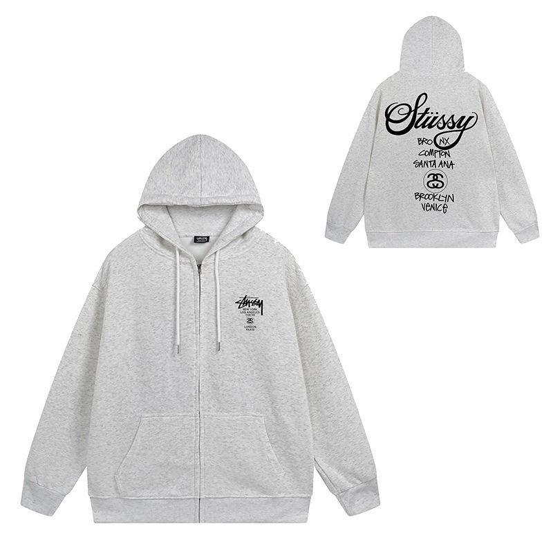 Trendy brand zipper hooded autumn and winter new letter flame pai jiu couple coat