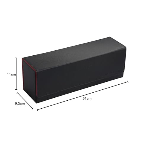 THE GORILLA CASE Large Capacity Deck Case, PU Leather Storage Box, Holds Approximately 400 Decks (Black X Red)