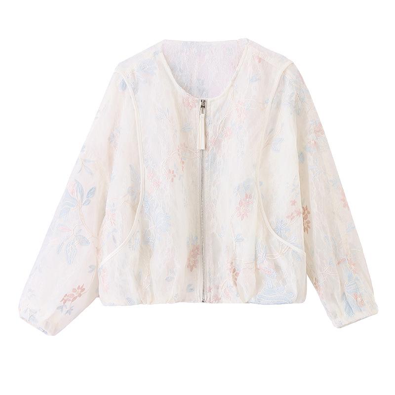 Women's 2025 Spring Chinese-Style Embroidered Color Block Cardigan - High-End, Loose Fit, Age-Reducing Fashion Jacket