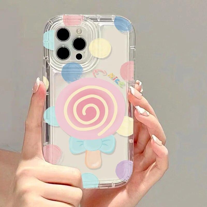 Lollipop Clear Phone Case For iPhone 12 Case iPhone 11 13 15 14 Pro Max XR XS 7 8 Plus SE 2020 Shockproof Bumper Silicone Cover