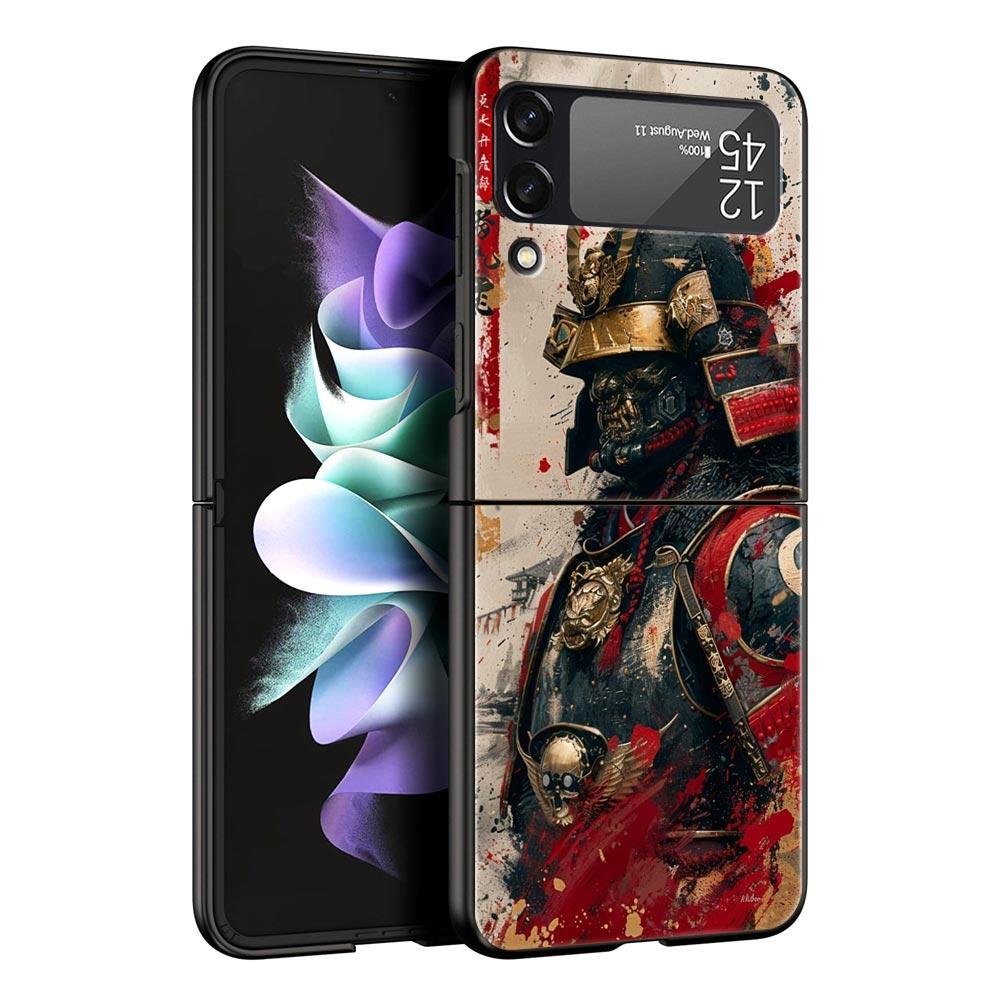 Japanese Bushido Samurai Phone Case For Samsung Galaxy Z Flip3 Flip4 Flip5 Case Shell For Z Flip 3 4 5 6 7 Hard Folding Cover