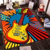 "Colorful Pop Art Style Electric Guitar Pattern Carpet for Home Decor" Suitable for Use As an Anti-slip for Living Room Bedroom Sofas