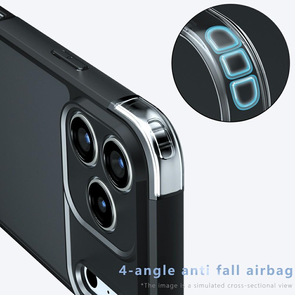 For iPhone 17 Pro Max Case Skin-Touch TPU+PC Matte Phone Shell,Transparent Black