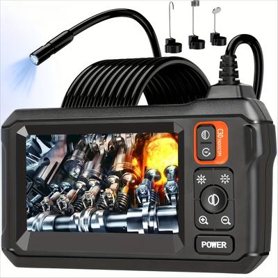 8mm jednočočkový průmyslový endoskop s 4,3palcovým IPS LCD displejem, vybavený kamerou IP67 pro pomoc při opravách automobilů a instalatérských pracích.
