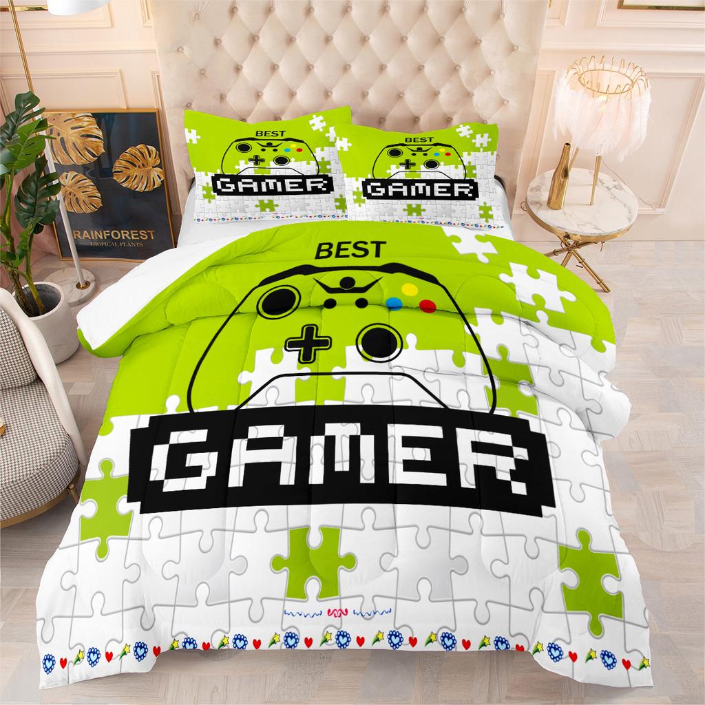 Gaming Controller Plush Bedding Set - 3 Piece Digital Print Duvet Cover Set