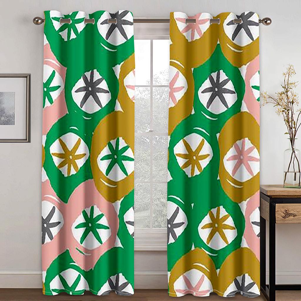 Floral Butterfly Print Drapery Room Decor Grommet Drapes for Bedroom Living Room Curtain With Hooks Rod Pocket