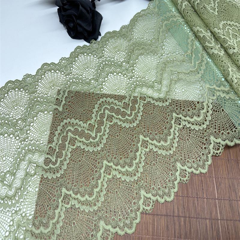 24cm Wide Elastic Lace, Olive Green Spandex Stretch Lace Fabric for Sewing, Lingerie, Bra, Underwear, Dress, Garment, Home Decor, Crafting