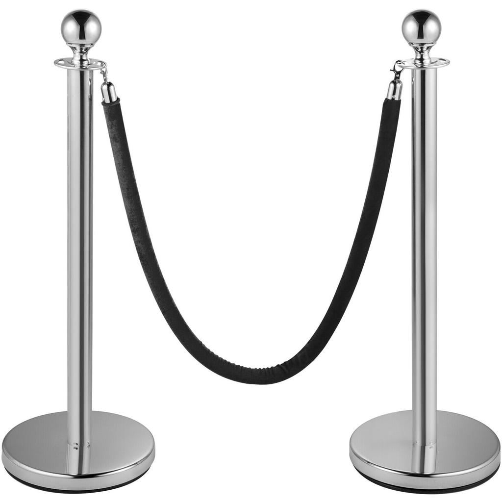 SucceBuy 35.4 Inch Gold/Silver Crowd Control Stanchion Posts Queue Red/Black Velvet Rope Line Barrier W/ Stable Base for Stadium