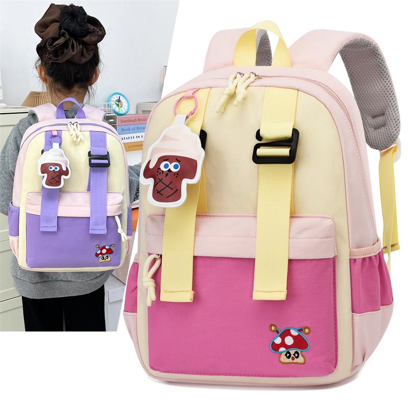 Color Block Kindergarten Schoolbag Cartoon Lightweight Large Capacity Children's Backpack