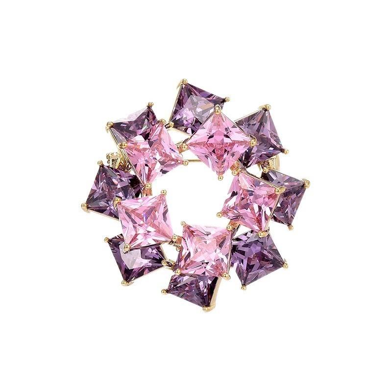 Einfache Doppellagige Geometrische Brosche, Hochwertige Damen Exquisite Kristallbrosche, Luxuriöse Design-Brosche