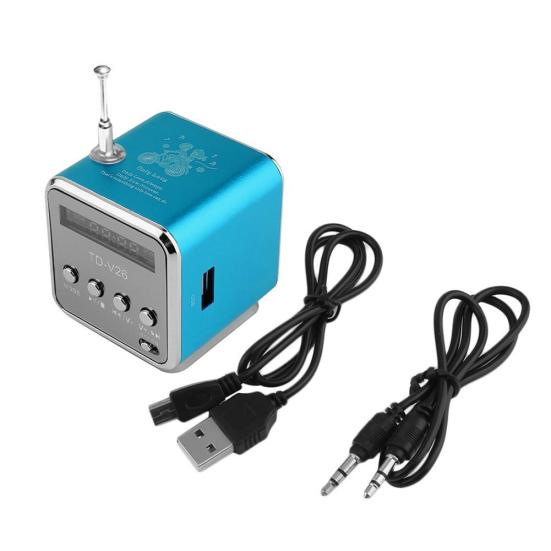 TDV26 Mini Subwoofer Stereo Speaker TF Card FM Radio Music Player with Antenna