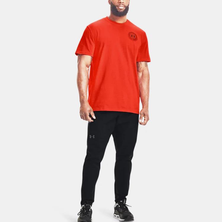 Under Armour Ua Alma Mater Crest Casual Breathable Sports Short Sleeve T-Shirt Men T-Shirt Red 1366471-296