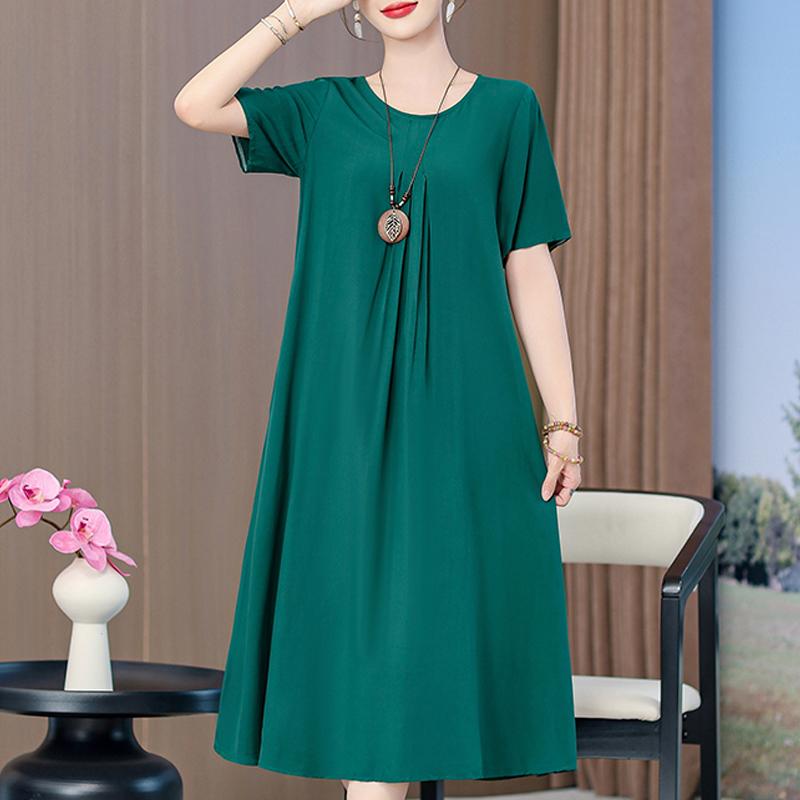 Summer Elegant Long Dresses for Women Plus Size Loose Short Sleeve Vintage Print Women's Dress