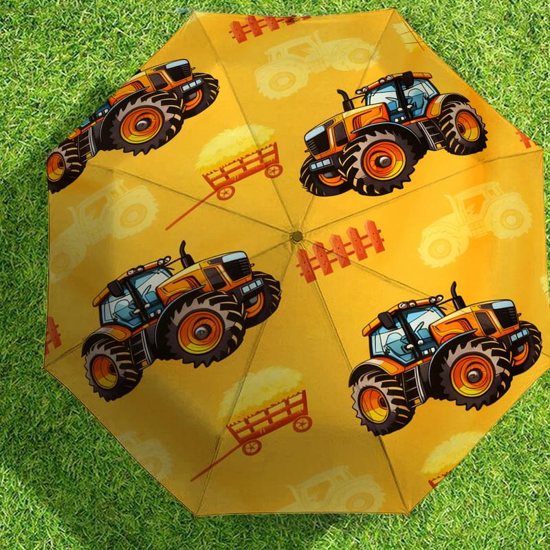 1pc Tractor Hay Pattern Umbrella Design Automatic Opening and Closing Umbrella, High-quality Travel Umbrella, C1128230