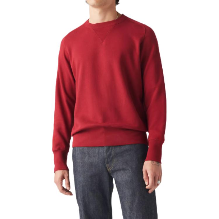 Levis Solid Color Crew Neck Raglan Slim Fit Long Sleeve Sweatshirt Men sweatshirt Red 21931-0048