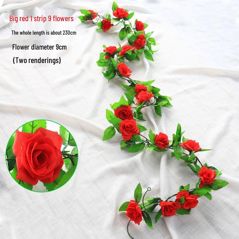 Artificial Rose Vine for Air Conditioning Pipe and Staircase Decoration