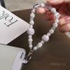 Pearl crystal mobile phone lanyard, short sparkling diamond bead bracelet, women's wrist anti lost hanging accessory