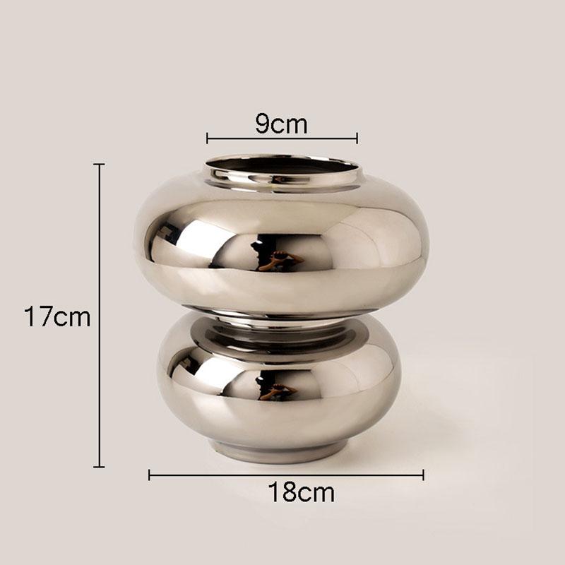 Silver Plated Ceramic Vase Desk Decoration Creative Pleated Vases Decorative Flowers Pots Flower Arrangement Modern Home Decor