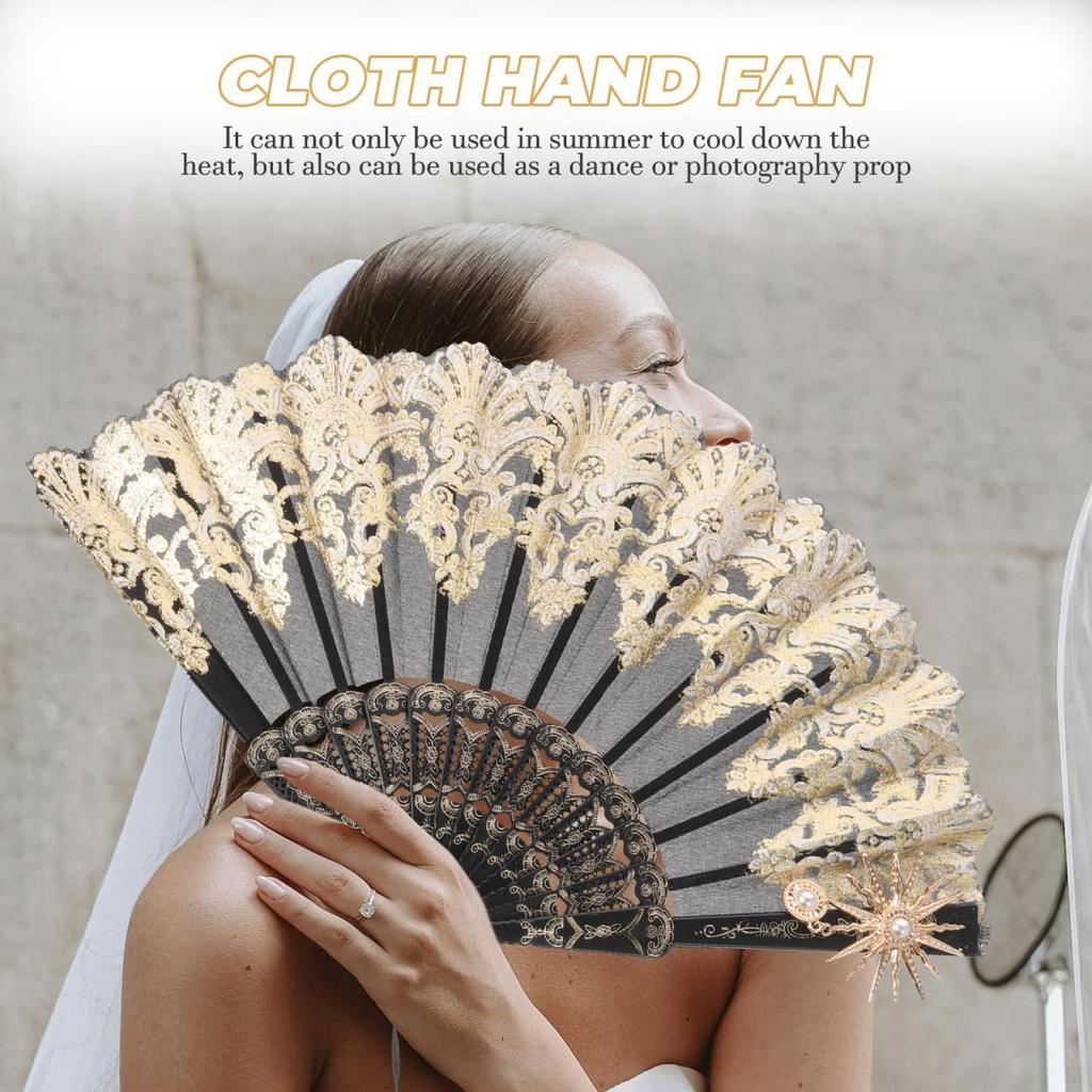 HOMSFOU Vintage Folding Fan with Tassel - Handheld Folding Fan, Vintage Design, for Women, Perfect for Summer Parties and Stage Props