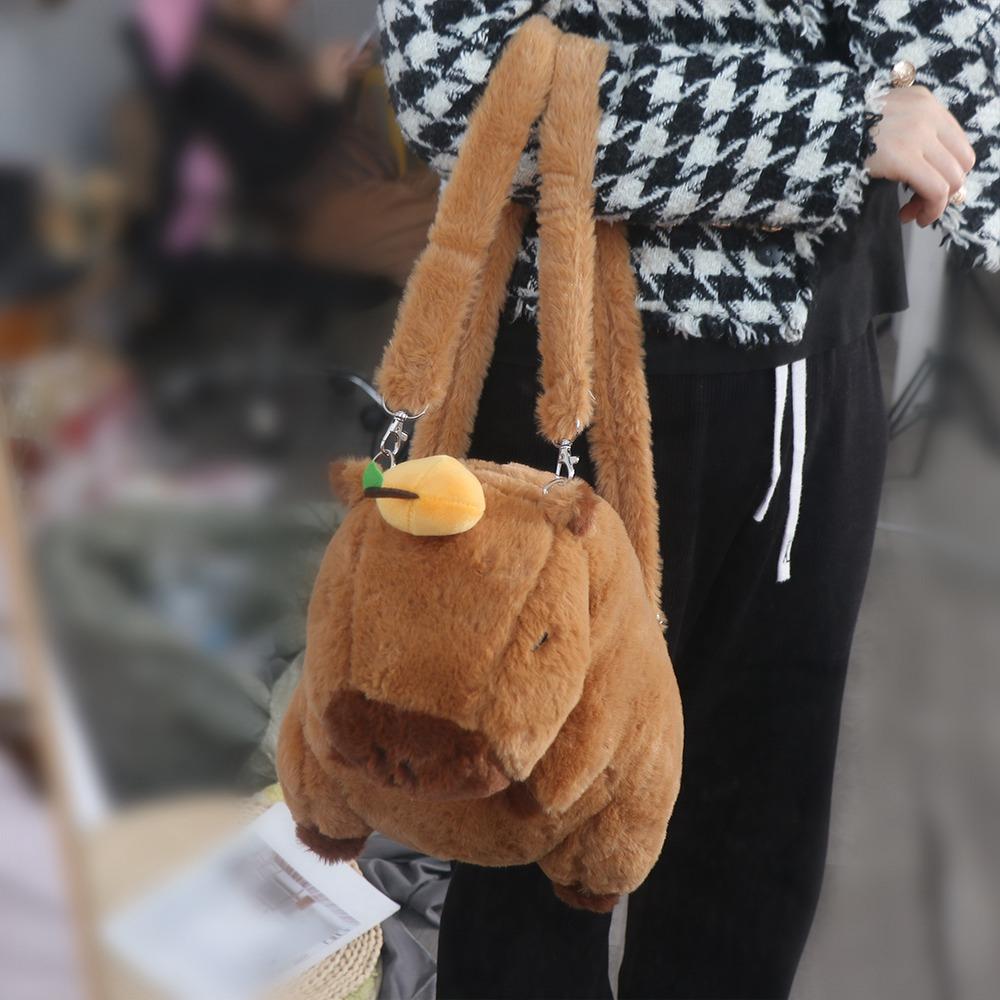 Plush Capybara Capybara Plush Backpack Big Capacity Capybara Plush Bag  Unisex