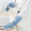 1 Pair Dishwashing Gloves Waterproof Reusable Gloves Patchwork Color Elastic Long