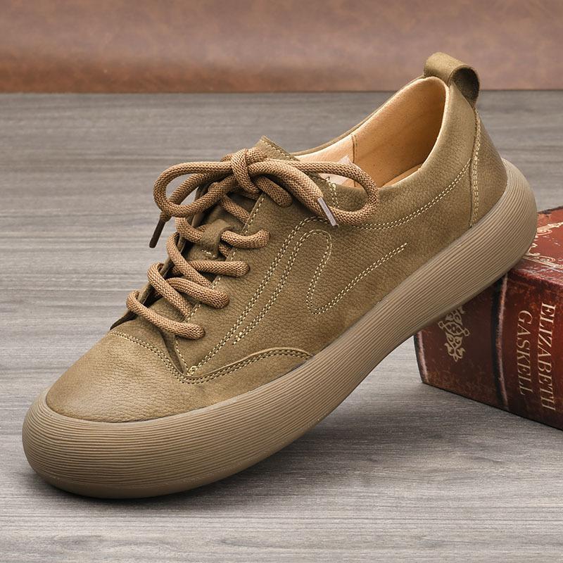 New Men's Shoes Summer Breathable Retro Frosted Leather Top Layer Cowhide Men's Casual Shoes Versatile Leather Casual Shoes