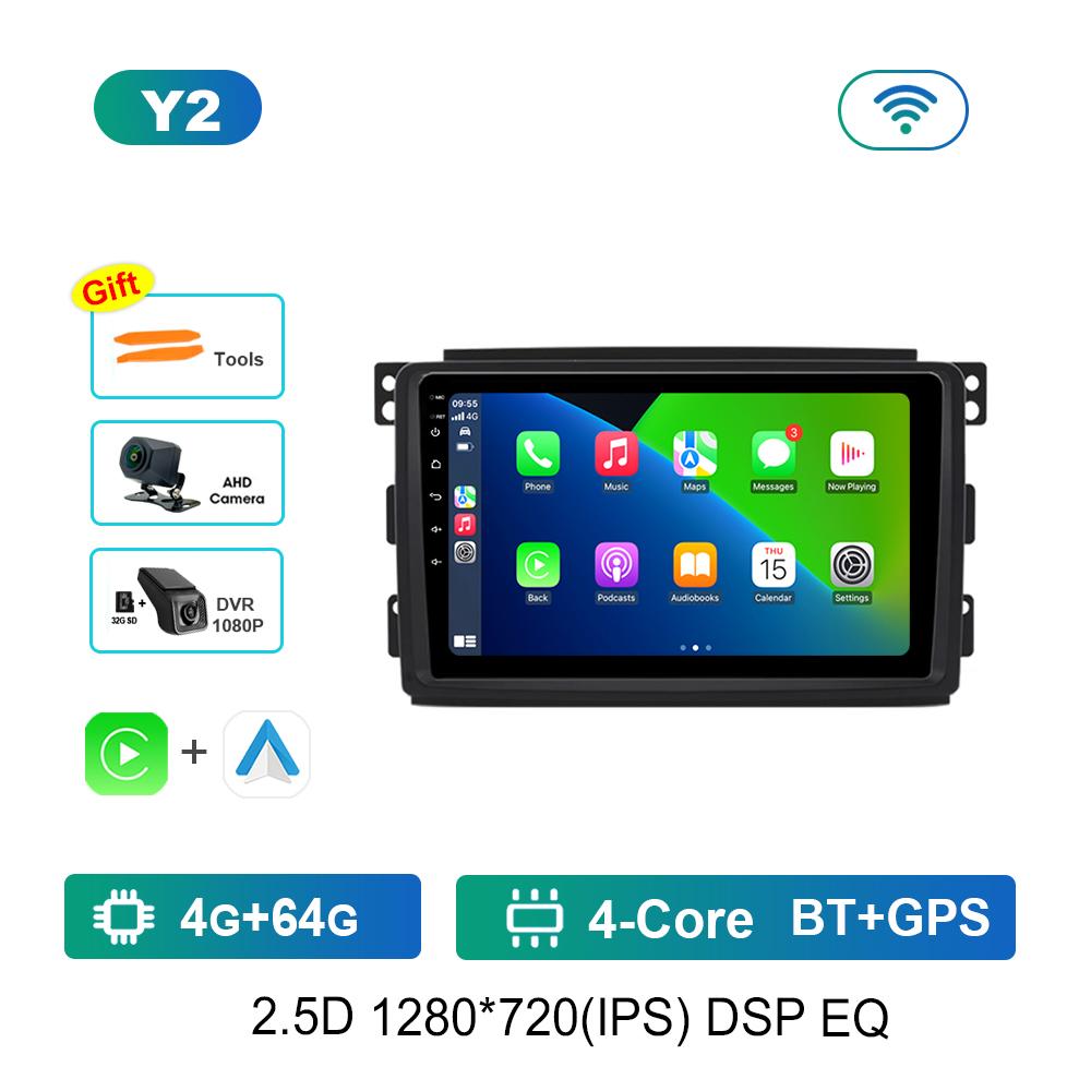 HD Screen Android Car Radio Multimedia Video Player for Smart Fortwo 451 2005 - 2010 GPS Navi 4G WiFi Bluetooth DSP Stereo
