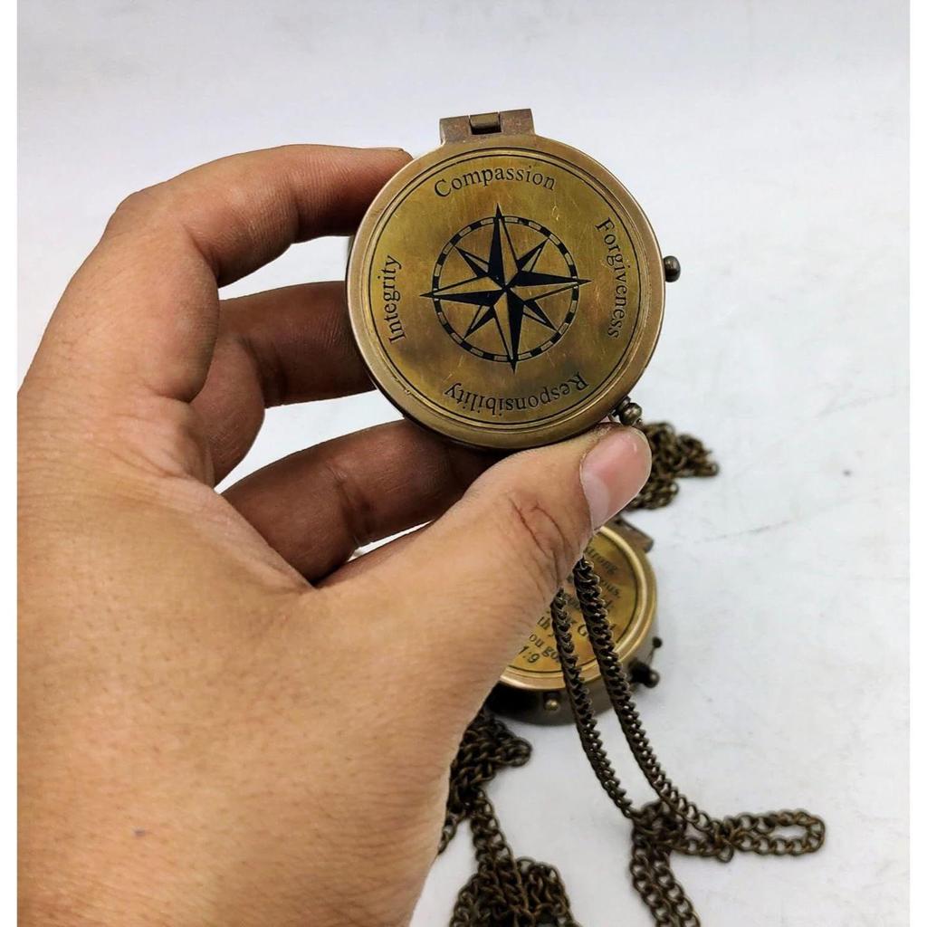 Antique Nautical Vintage Directional Magnetic Compass with Famous Scripture Quote Engraved Baptism