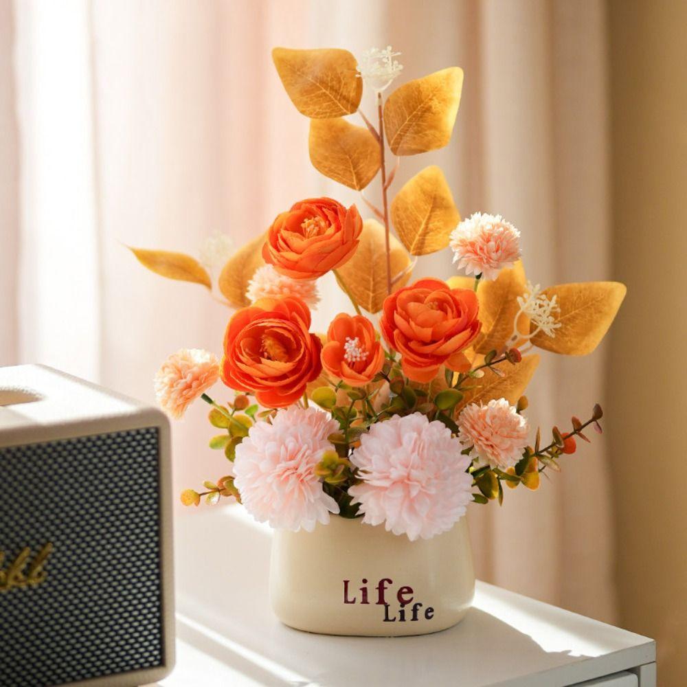Hydrangea Artificial Flower Bonsai Multicolor Simulation Plant Potted  Home Decoration