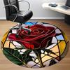 1pc Rose StainedGlass Office Round Area Rug, Under Office Chairs Bedroom Living Room Home Decor, Room Deco