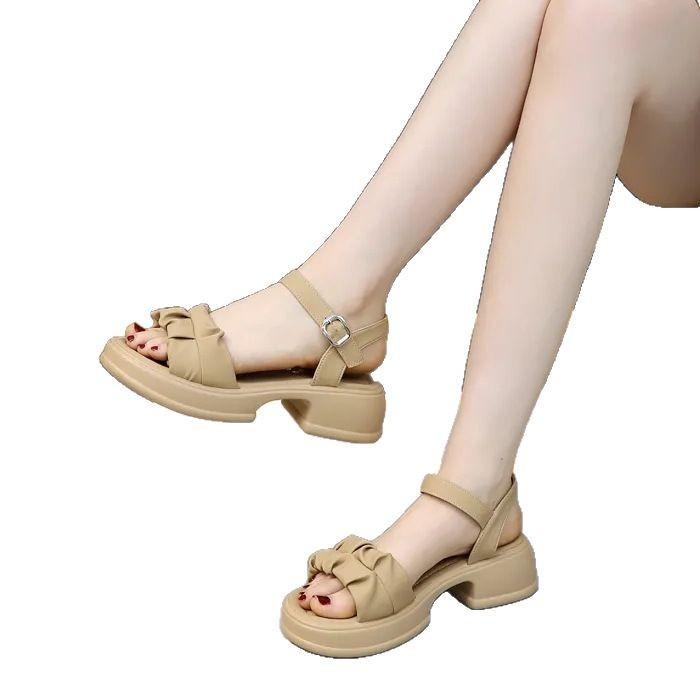 Sandály na silné podrážce pro dámské letní venkovní nošení, 2025 nový pohádkový styl, ležérní, všestranné, na hrubém podpatku, plážové boty