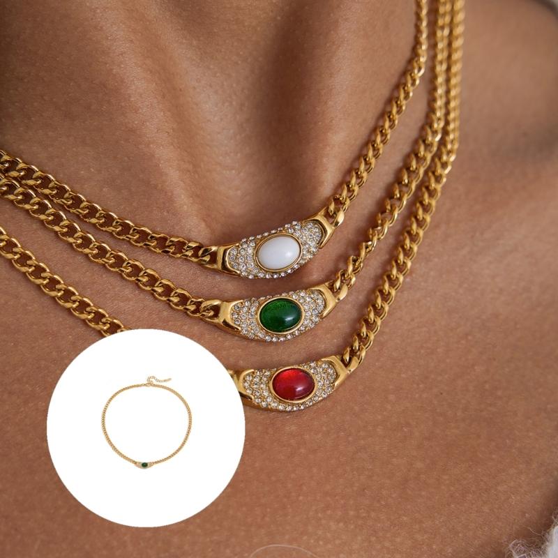 Minimalistický Elegantní Přívěsek se Zirkonovým Akcentem Řetízek z Nerezové Oceli Šperk Pro Ženy Denní Nošení Dárek