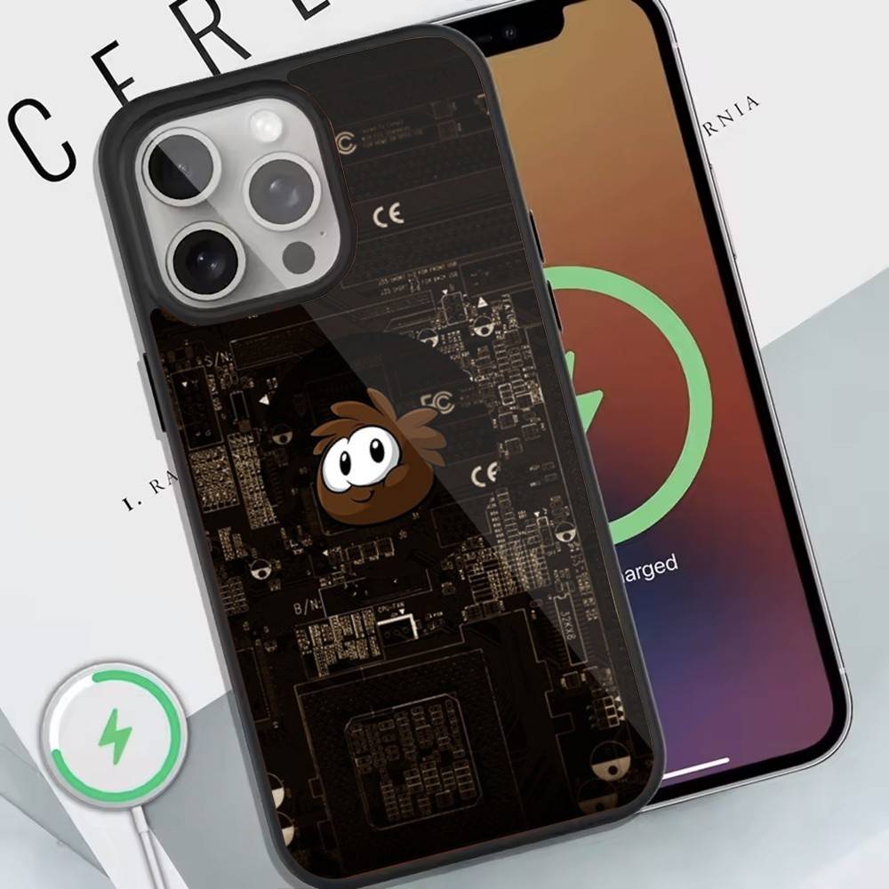 

Game Club P-Penguin Phone Case For Magnetic Wireless Charge Cover For iphone 16 15 14 13 12 11 Pro Max Plus Coque iPhone16se4