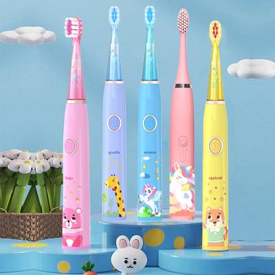 Sonic Electric Toothbrush for Child Colorful LED Light with Replacement Soft Heads Oral Deep Clean Rechargeable Toothbrush