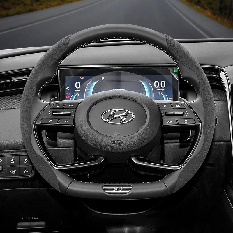 Suitable for Hyundai Anti-Slip Buckle Segmented Suede Steering Wheel Cover I30 Tucson I20 Accent I10 I40 Kona Ix35 Grand Elantra Solaris Creta Getz
