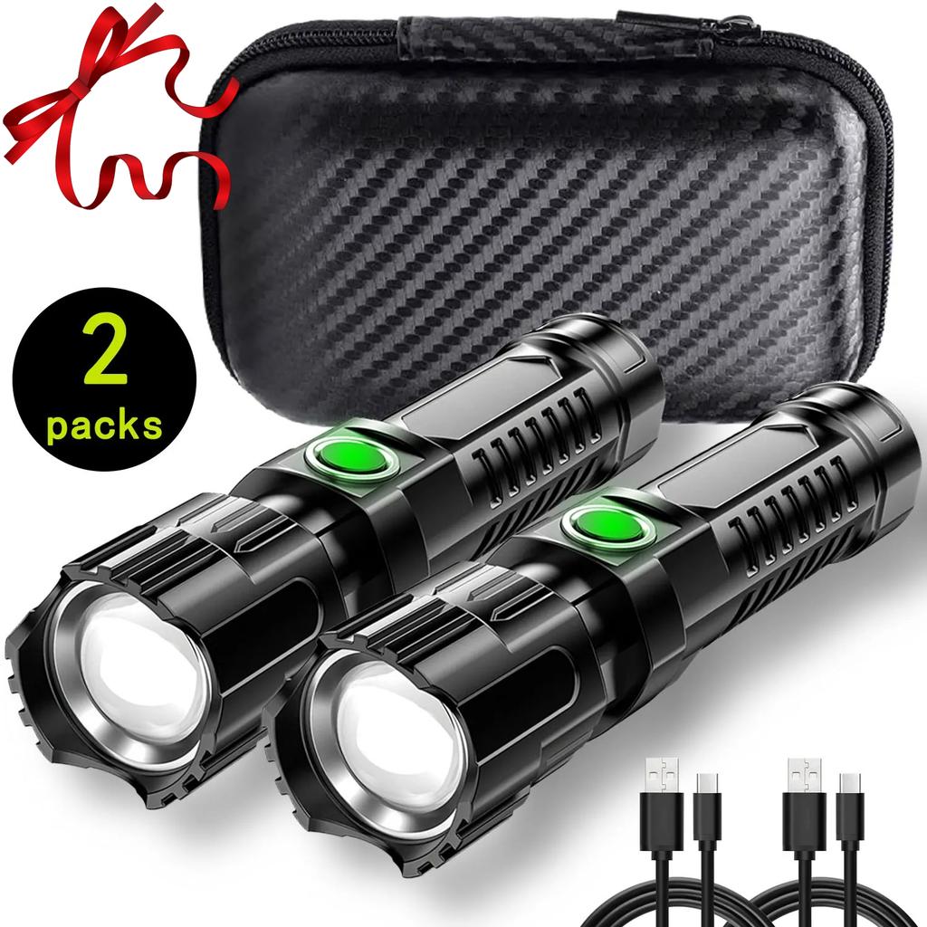 High-power Led Flashlight USB Rechargeable Torch Zoomable Light with Built-in Battery Camping Hiking Lantern Emergency Lamp